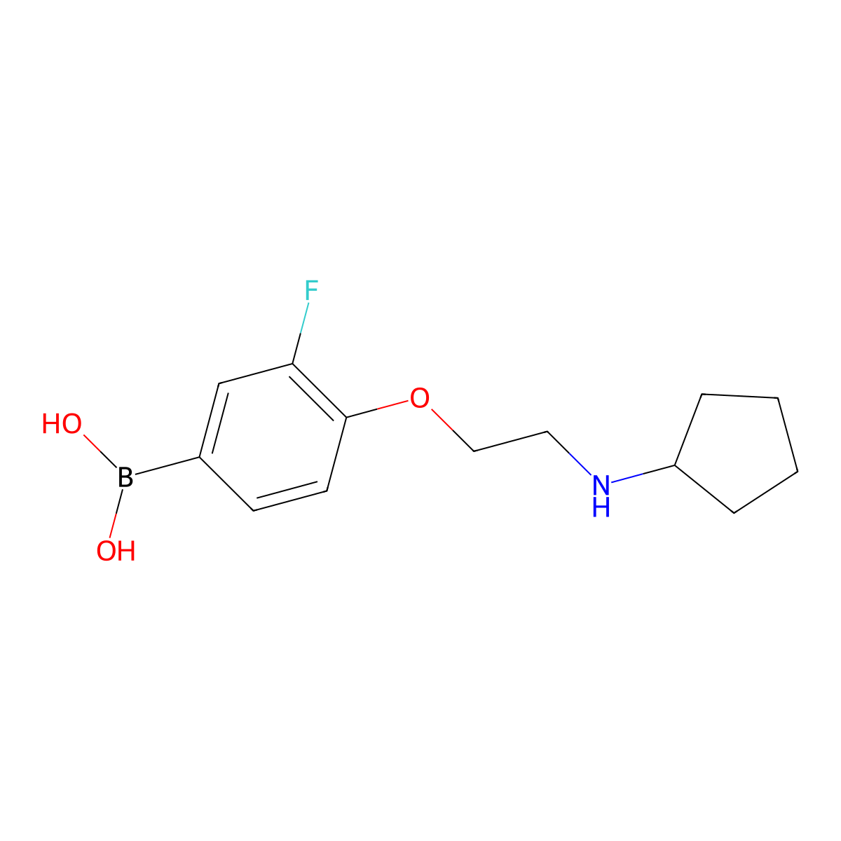 (4-(2-(Cyclopentylamino)ethoxy)-3-fluorophenyl)boronic acid molecular structure, CAS 1704096-02-5