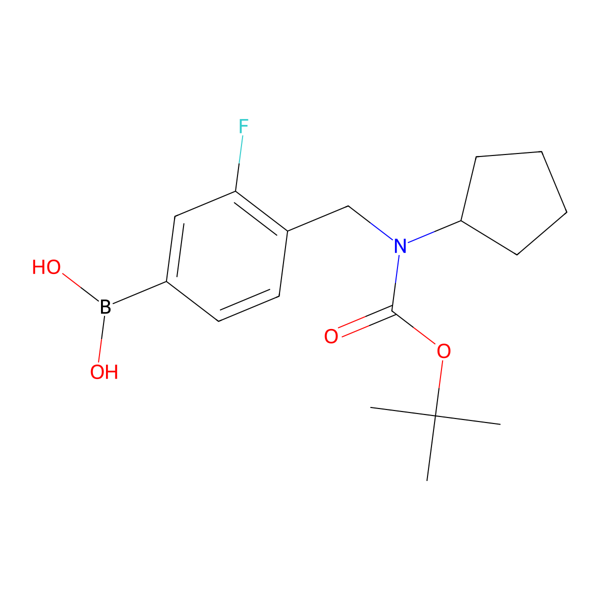 (4-(((Tert-butoxycarbonyl)(cyclopentyl)amino)methyl)-3-fluorophenyl)boronic acid molecular structure, CAS 1704096-23-0