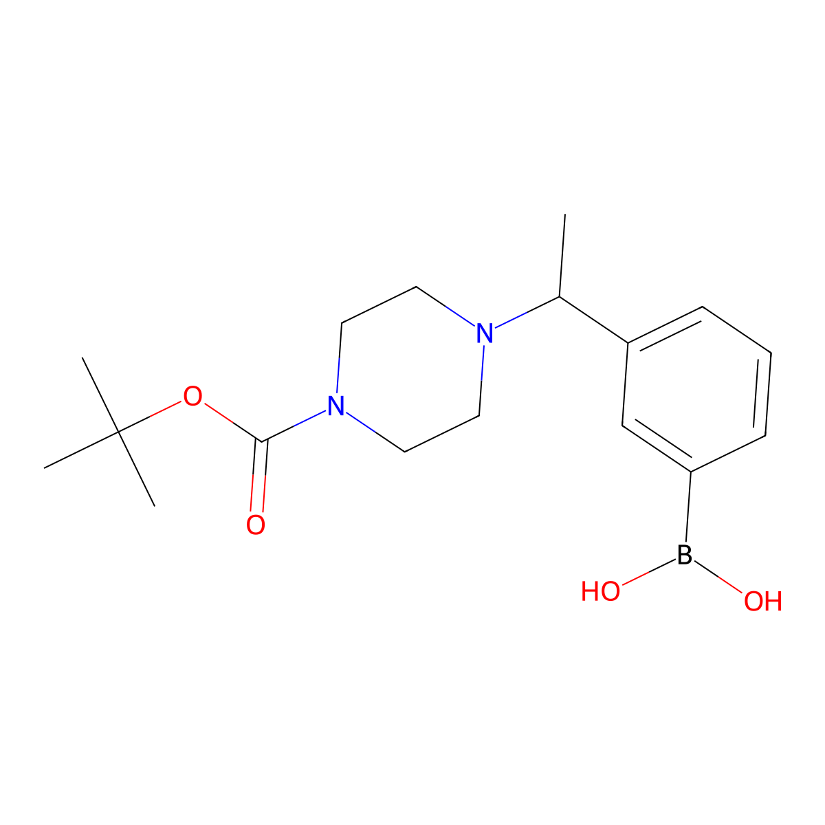 (3-(1-(4-(Tert-butoxycarbonyl)piperazin-1-yl)ethyl)phenyl)boronic acid molecular structure, CAS 1704096-32-1