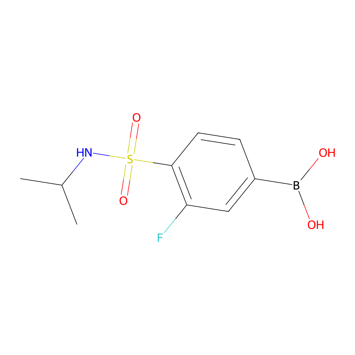 (3-fluoro-4-(N-isopropylsulfamoyl)phenyl)boronic acid molecular structure, CAS 1704096-35-4