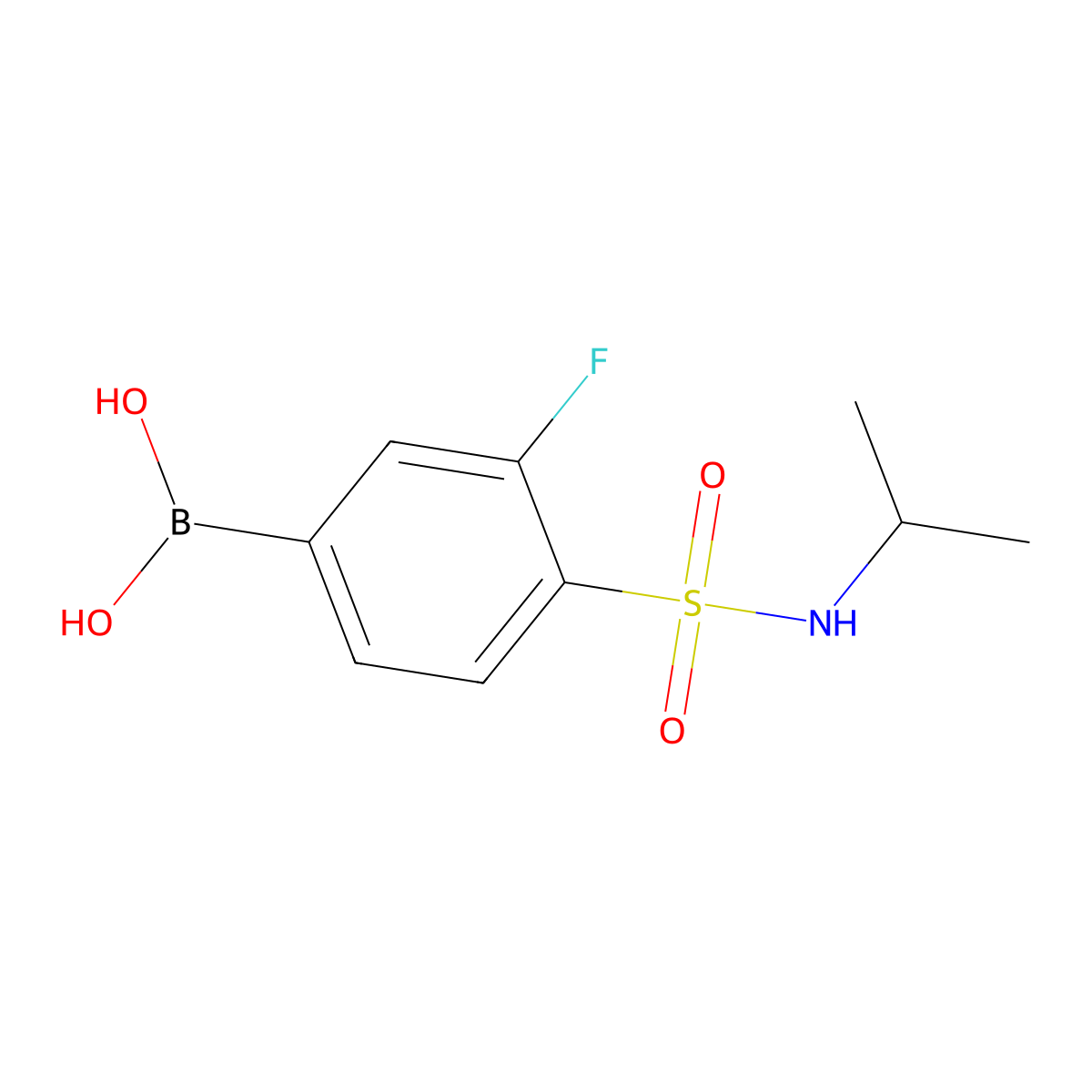 (3-fluoro-4-(N-isopropylsulfamoyl)phenyl)boronic acid molecular structure, CAS 1704096-35-4