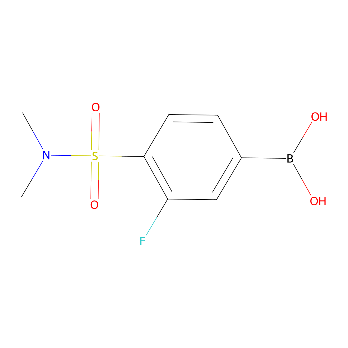 (4-(N,N-dimethylsulfamoyl)-3-fluorophenyl)boronic acid molecular structure, CAS 1704096-37-6