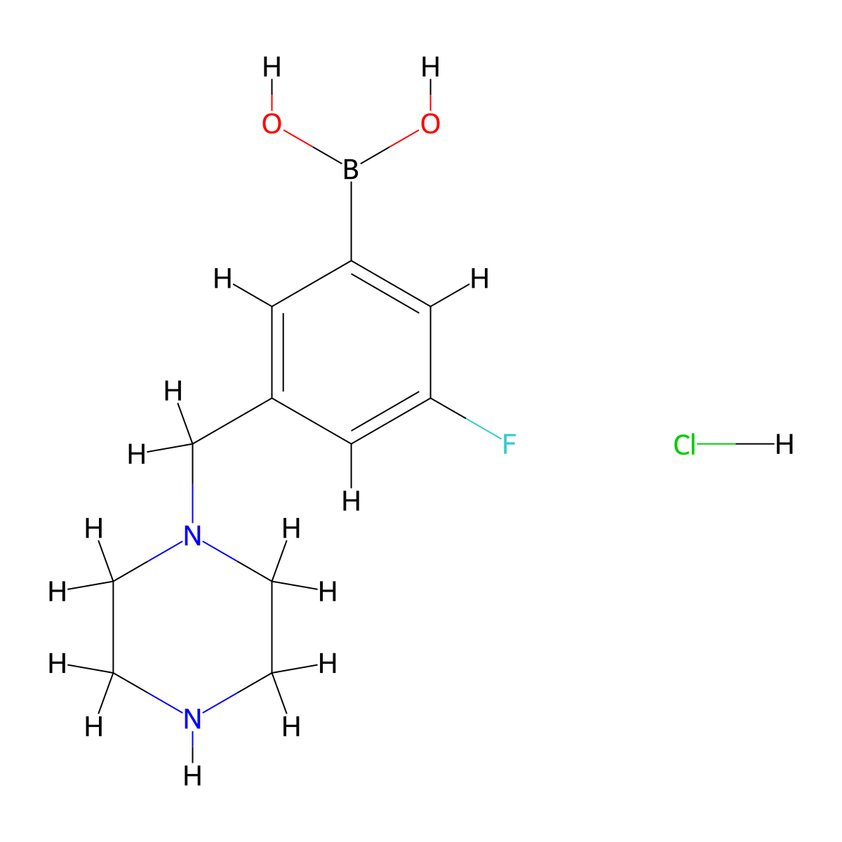 (3-Fluoro-5-(piperazin-1-ylmethyl)phenyl)boronic acid hydrochloride molecular structure, CAS 1704096-40-1