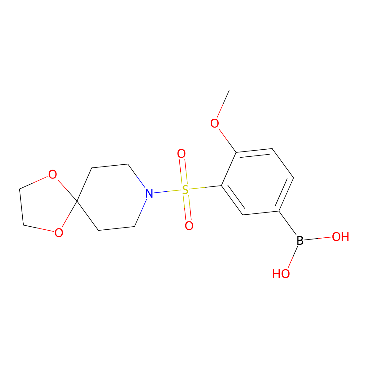 (3-(1,4-Dioxa-8-azaspiro[4.5]decan-8-ylsulfonyl)-4-methoxyphenyl)boronic acid molecular structure, CAS 1704096-51-4