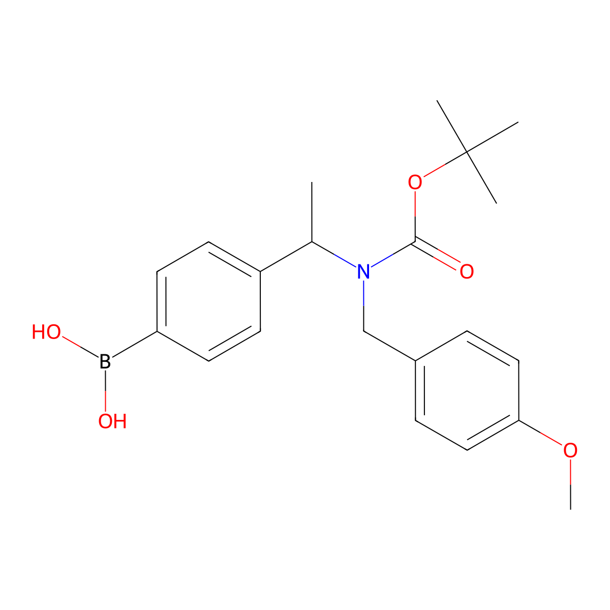 (4-(1-((Tert-butoxycarbonyl)(4-methoxybenzyl)amino)ethyl)phenyl)boronic acid molecular structure, CAS 1704096-66-1