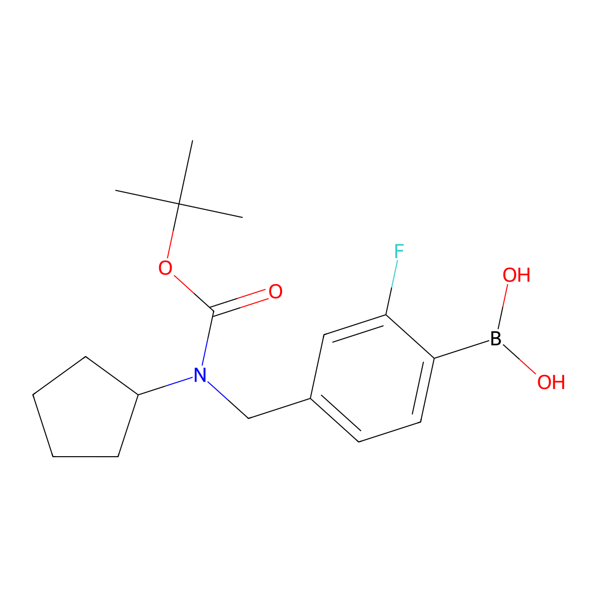 (4-(((Tert-butoxycarbonyl)(cyclopentyl)amino)methyl)-2-fluorophenyl)boronic acid molecular structure, CAS 1704096-68-3