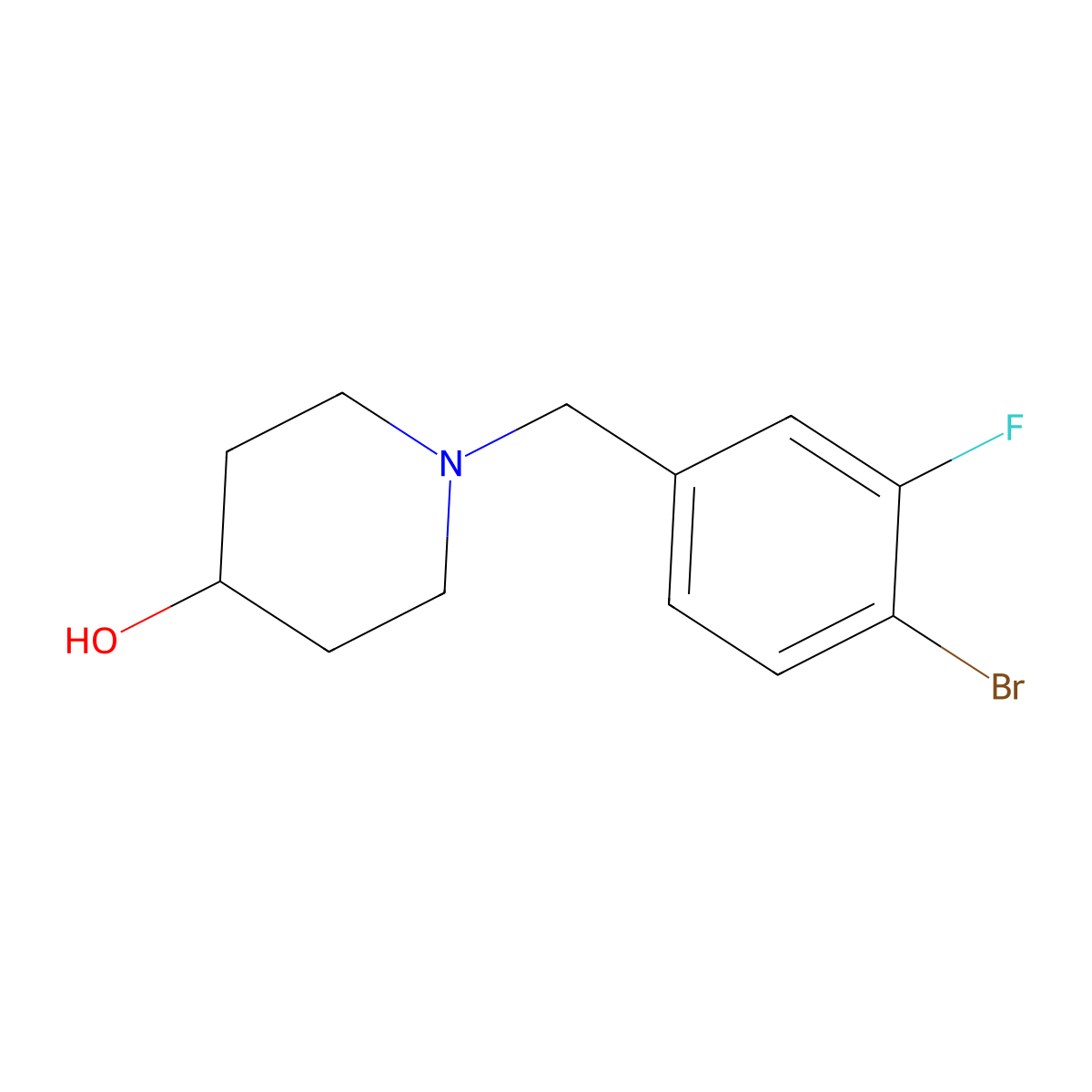 1-(4-Bromo-3-fluorobenzyl)piperidin-4-ol molecular structure, CAS 1704096-70-7