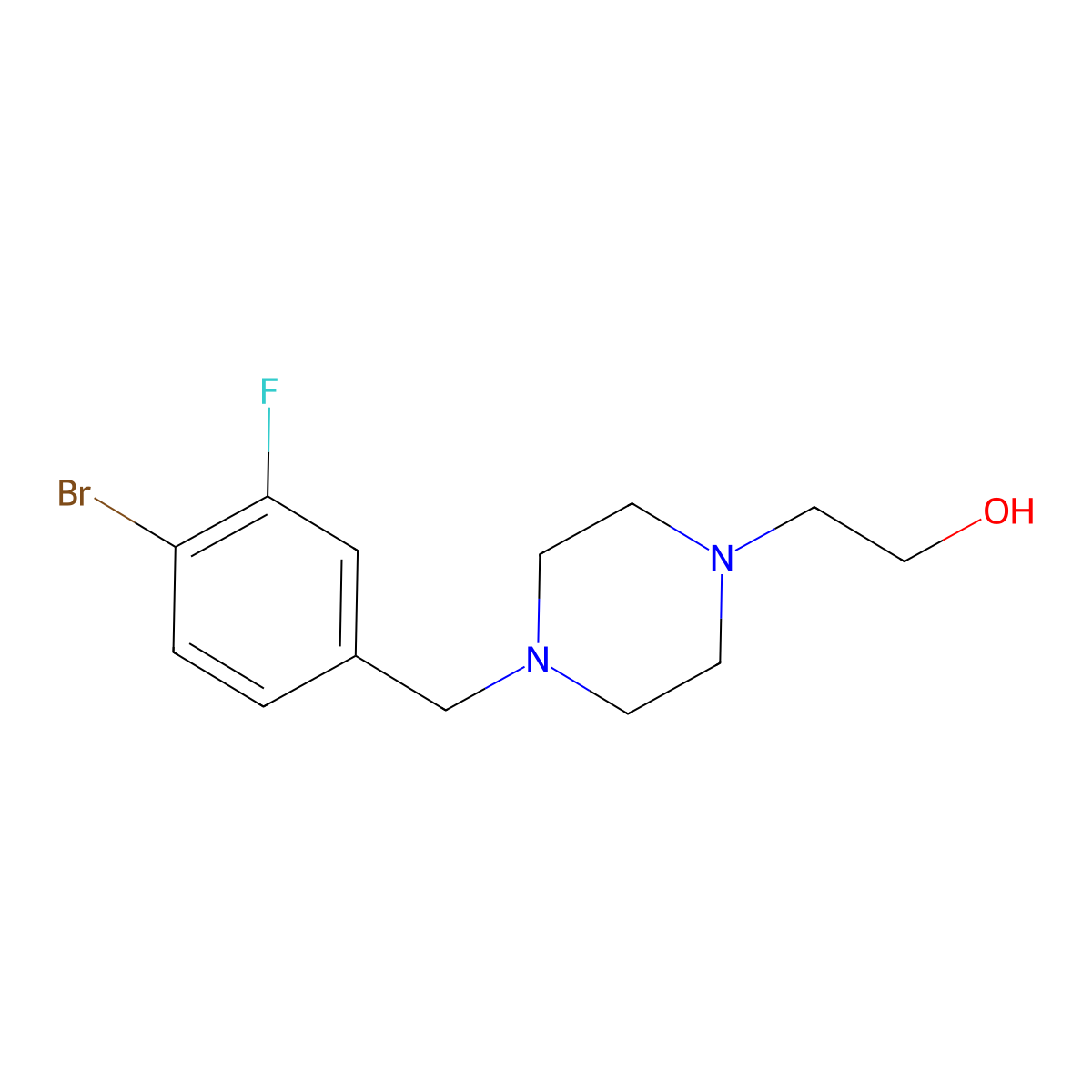 2-(4-(4-Bromo-3-fluorobenzyl)piperazin-1-yl)ethanol molecular structure, CAS 1704096-75-2