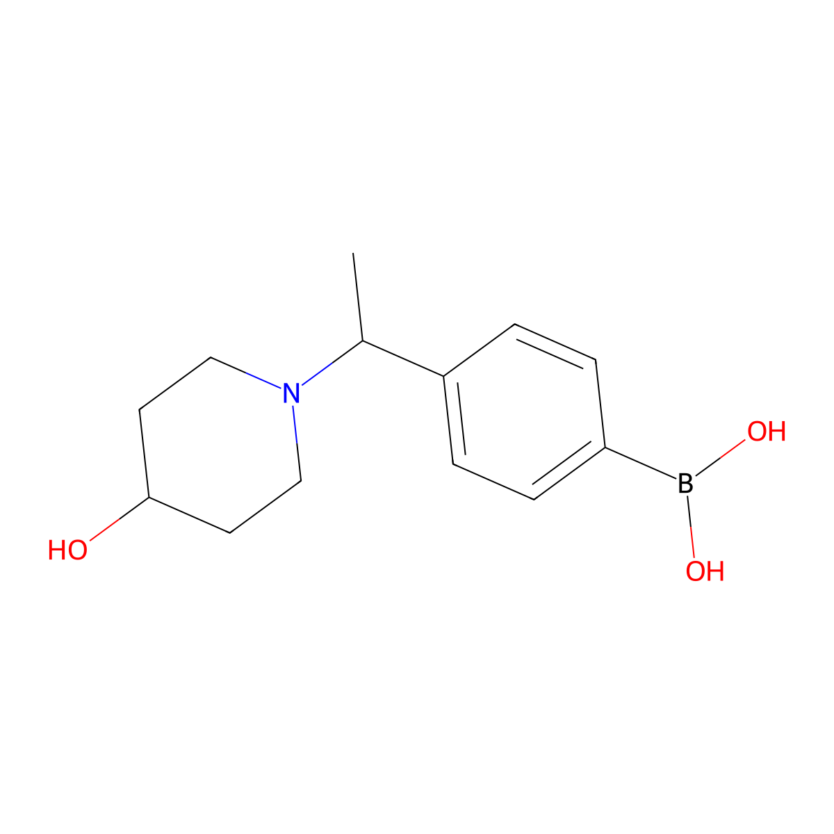 (4-(1-(4-Hydroxypiperidin-1-yl)ethyl)phenyl)boronic acid molecular structure, CAS 1704096-84-3