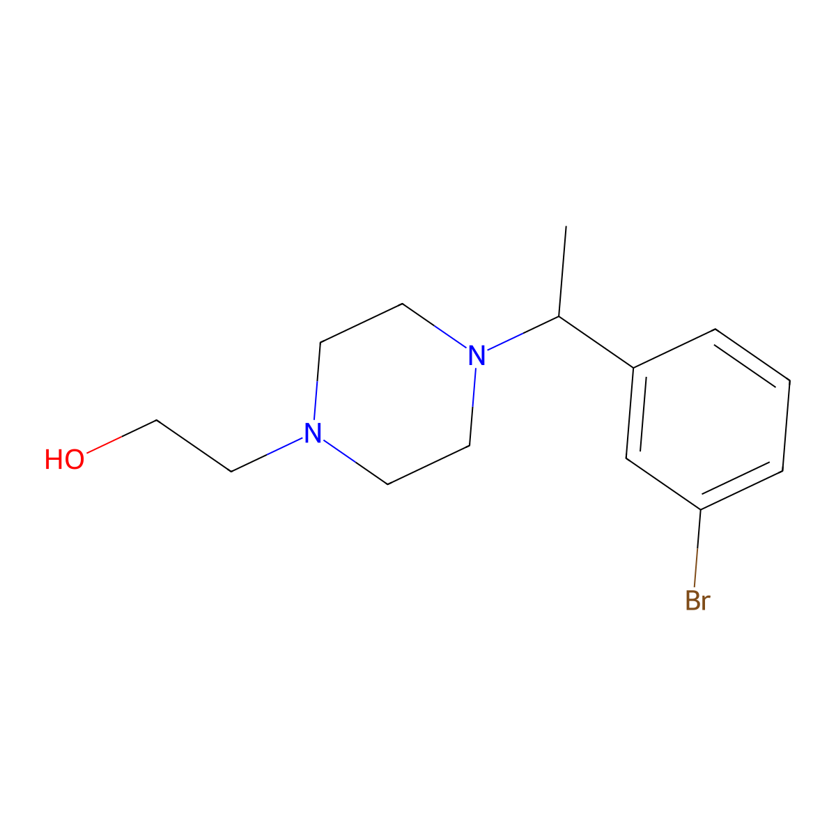 2-(4-(1-(3-Bromophenyl)ethyl)piperazin-1-yl)ethanol molecular structure, CAS 1704096-98-9