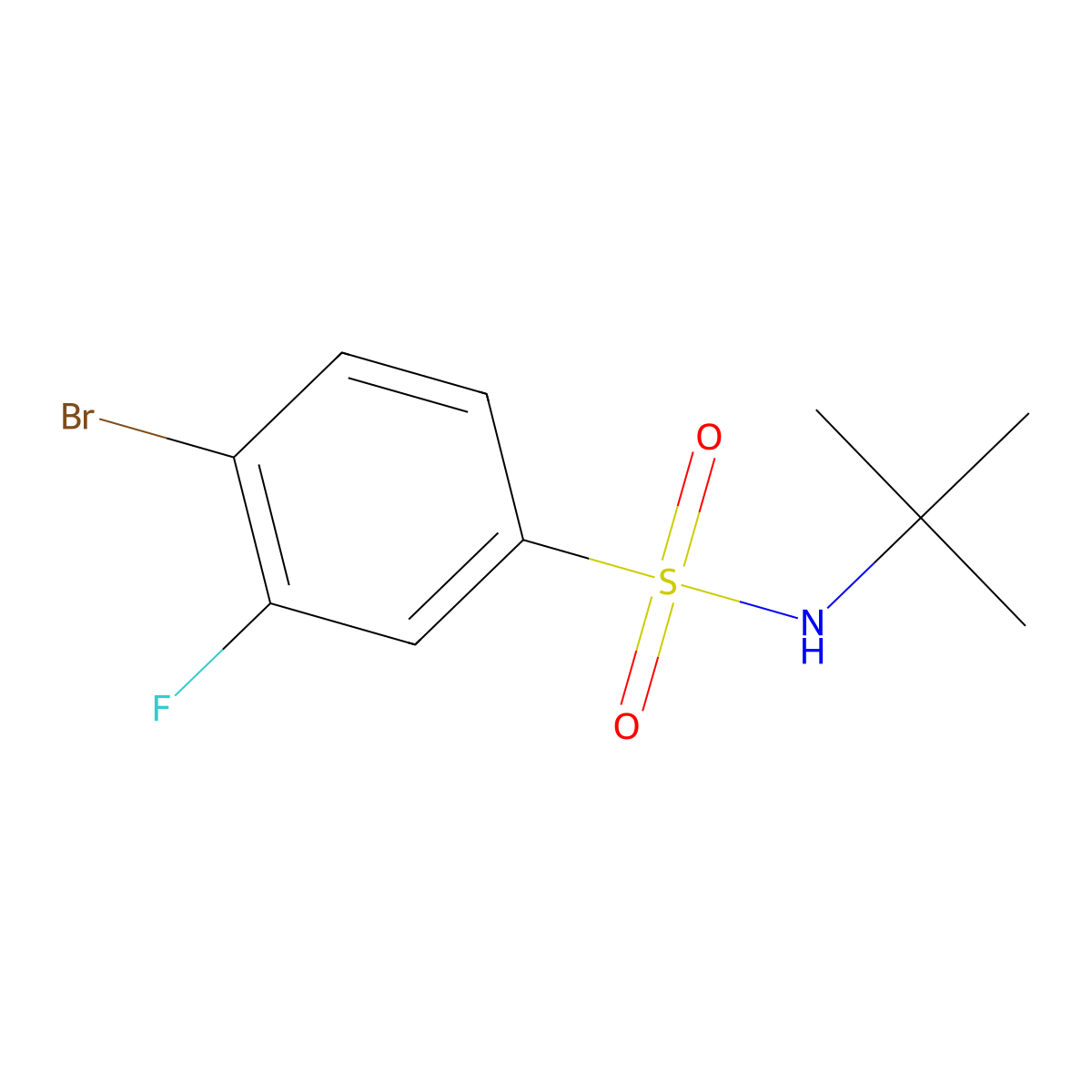 4-bromo-N-(tert-butyl)-3-fluorobenzenesulfonamide molecular structure, CAS 1704097-17-5