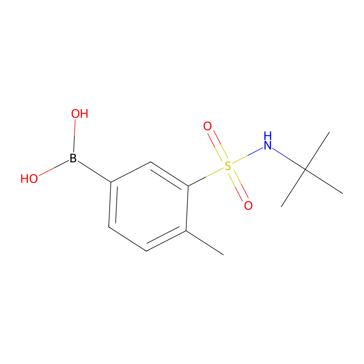 (3-(N-(tert-butyl)sulfamoyl)-4-methylphenyl)boronic acid molecular structure, CAS 1704097-20-0