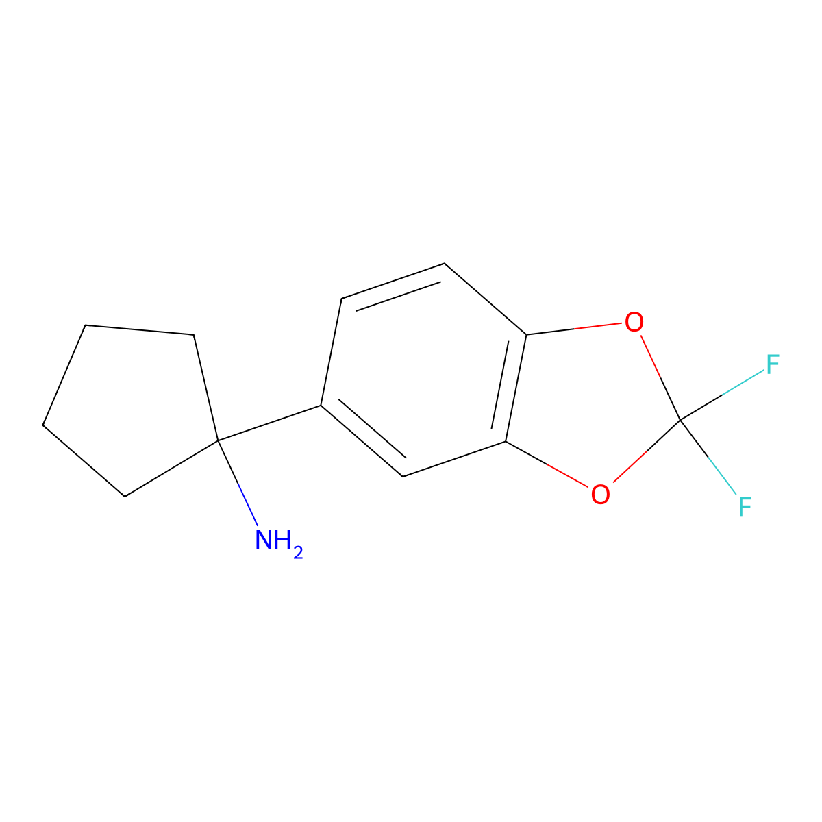 1-(2,2-Difluoro-1,3-benzodioxol-5-yl)cyclopentanamine molecular structure, CAS 1704097-21-1