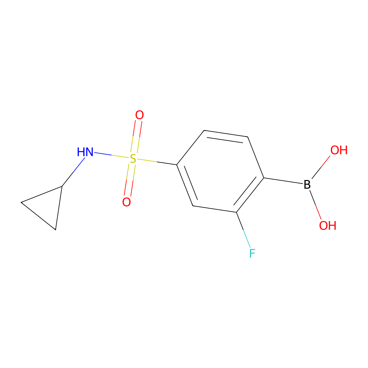 (4-(N-cyclopropylsulfamoyl)-2-fluorophenyl)boronic acid molecular structure, CAS 1704097-24-4