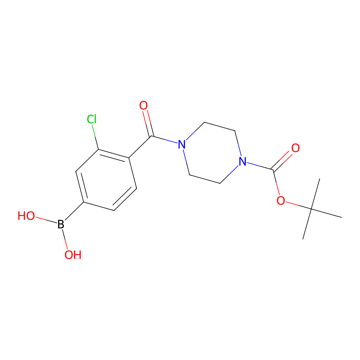 (4-(4-(Tert-butoxycarbonyl)piperazine-1-carbonyl)-3-chlorophenyl)boronic acid molecular structure, CAS 1704097-56-2