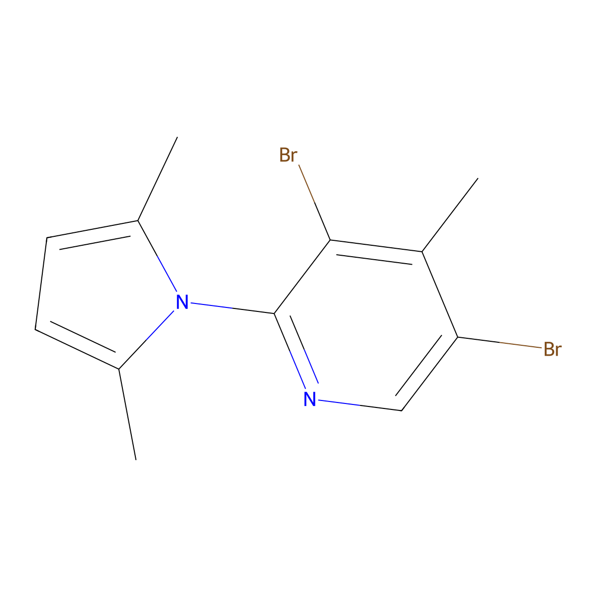 3,5-dibromo-2-(2,5-dimethyl-1H-pyrrol-1-yl)-4-methylpyridine molecular structure, CAS 1704097-59-5