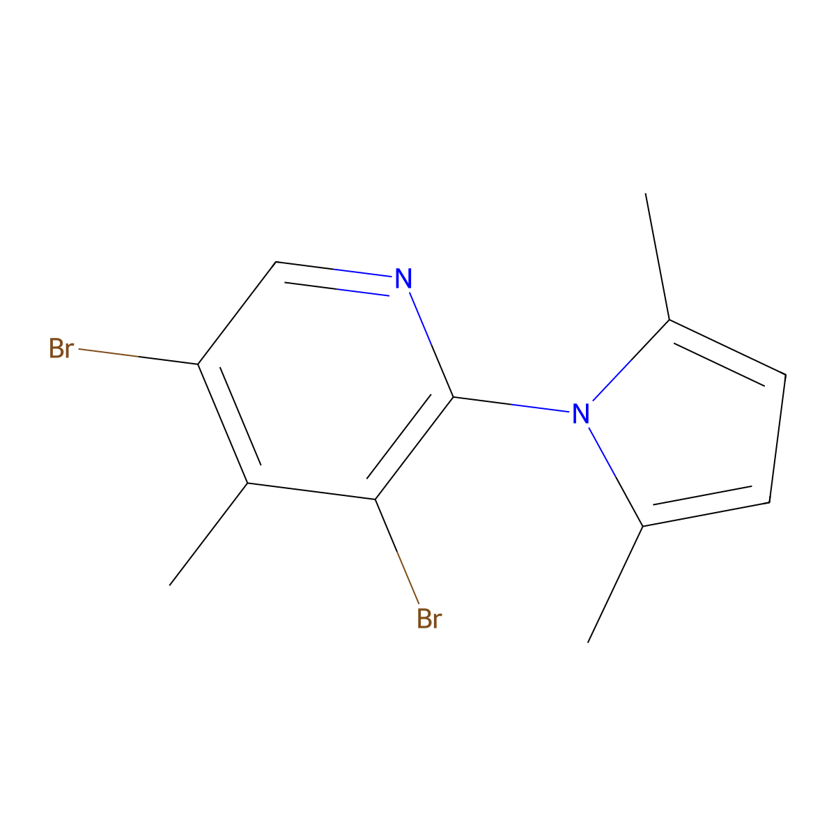 3,5-dibromo-2-(2,5-dimethyl-1H-pyrrol-1-yl)-4-methylpyridine molecular structure, CAS 1704097-59-5
