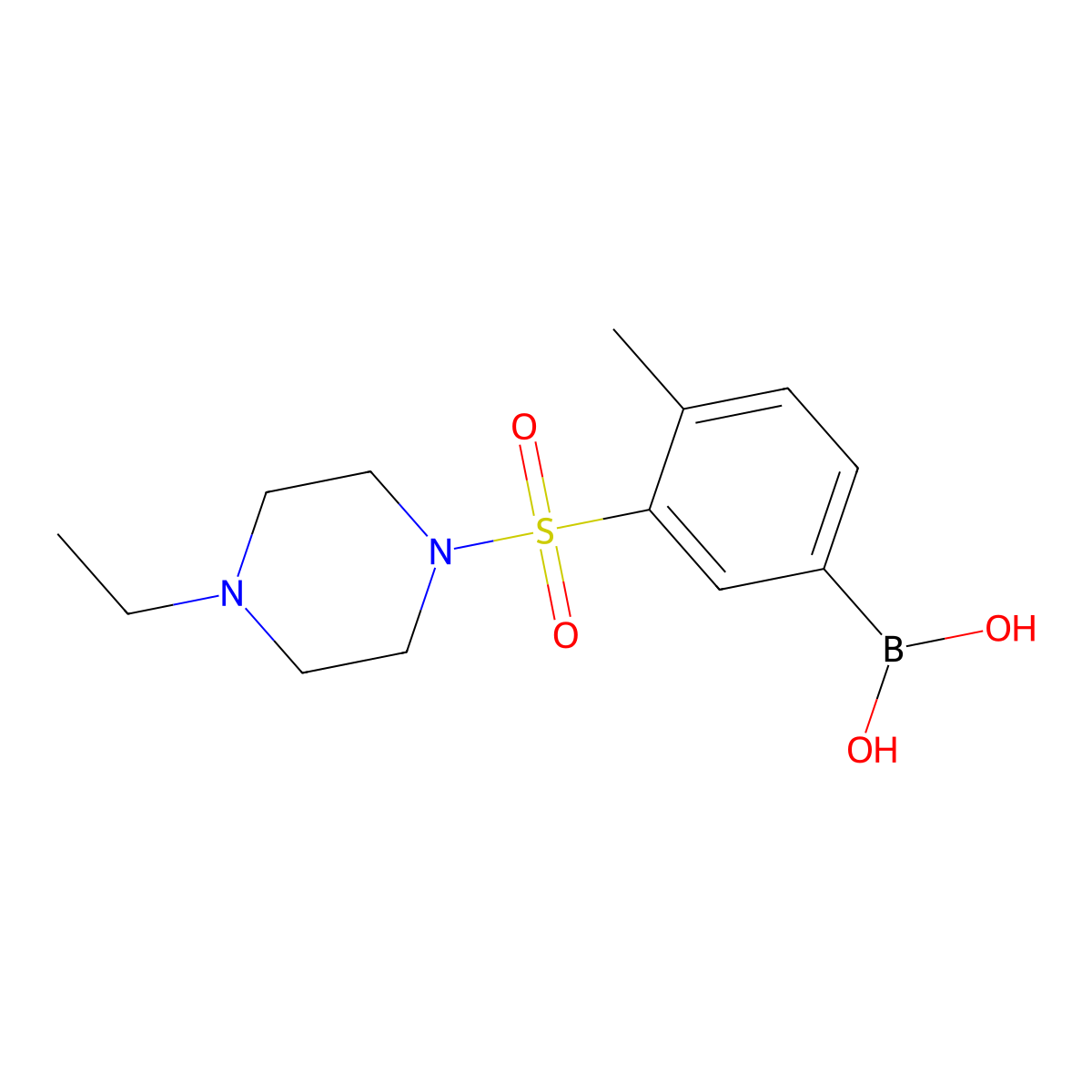 (3-((4-Ethylpiperazin-1-yl)sulfonyl)-4-methylphenyl)boronic acid molecular structure, CAS 1704097-65-3