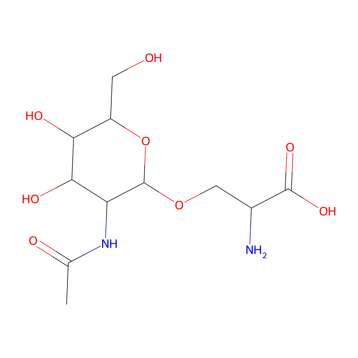 O-(2-(Acetylamino)-2-deoxy-beta-D-glucopyranosyl)-L-serine molecular structure, CAS 17041-36-0