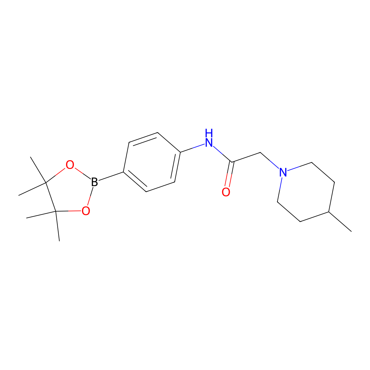 2-(4-methylpiperidin-1-yl)-N-(4-(4,4,5,5-tetramethyl-1,3,2-dioxaborolan-2-yl)phenyl)acetamide molecular structure, CAS 1704120-84-2