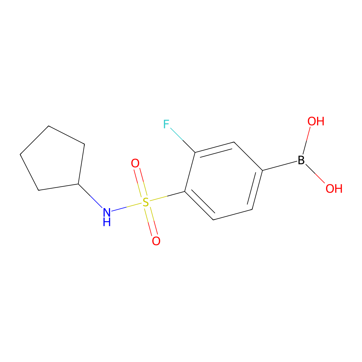 (4-(N-cyclopentylsulfamoyl)-3-fluorophenyl)boronic acid molecular structure, CAS 1704120-92-2