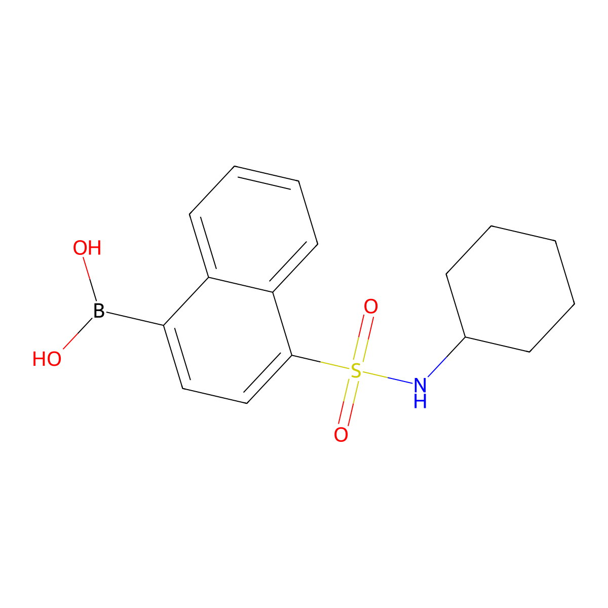 (4-(N-cyclohexylsulfamoyl)naphthalen-1-yl)boronic acid molecular structure, CAS 1704120-99-9