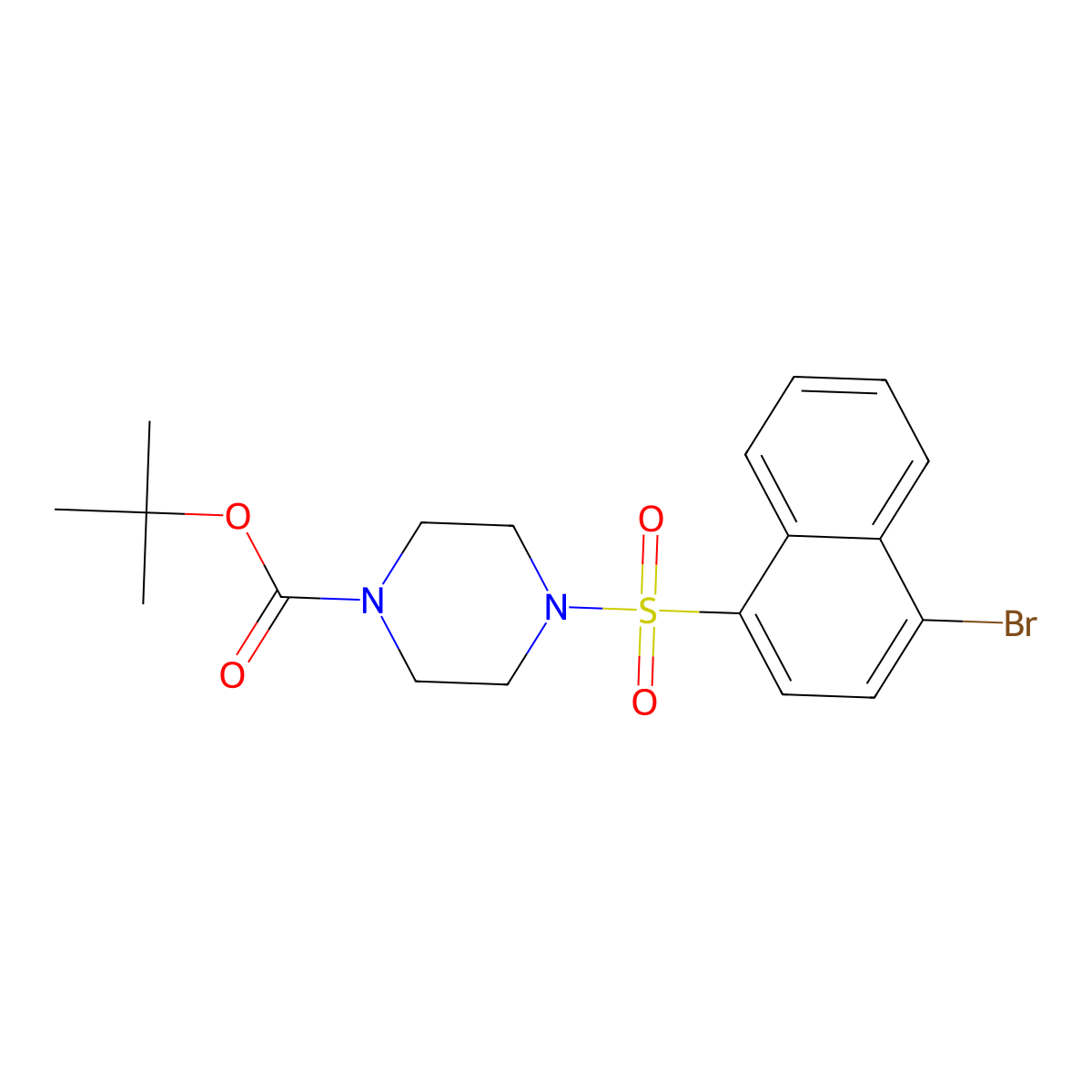 Tert-butyl 4-((4-bromonaphthalen-1-yl)sulfonyl)piperazine-1-carboxylate molecular structure, CAS 1704121-02-7