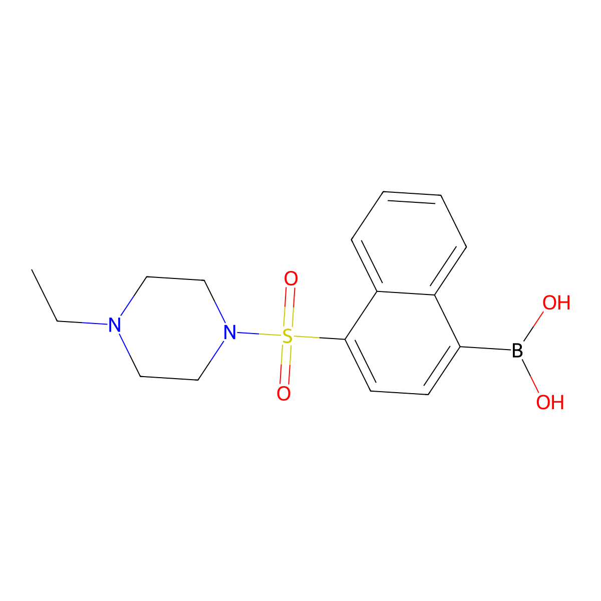 (4-((4-Ethylpiperazin-1-yl)sulfonyl)naphthalen-1-yl)boronic acid molecular structure, CAS 1704121-11-8