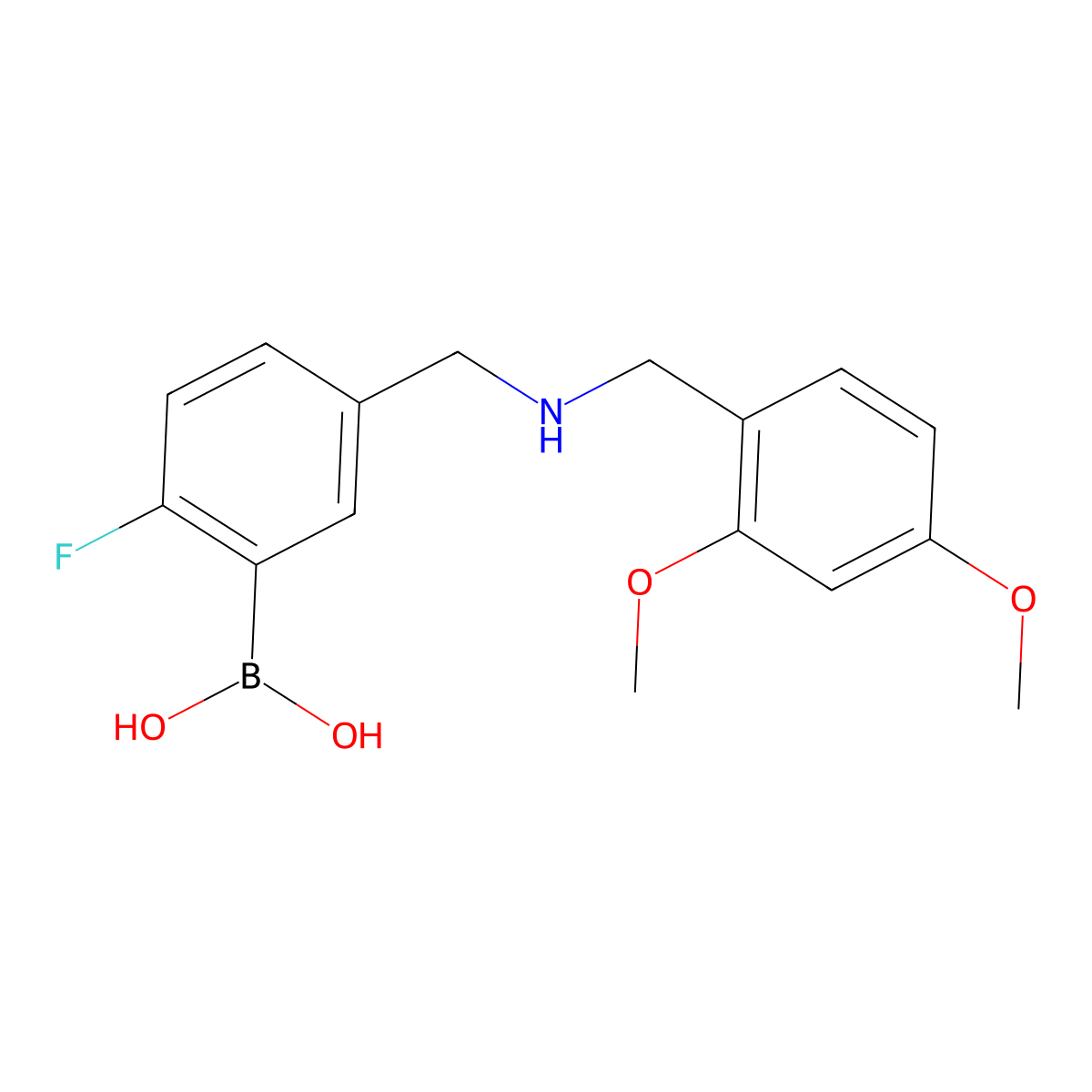 (5-(((2,4-Dimethoxybenzyl)amino)methyl)-2-fluorophenyl)boronic acid molecular structure, CAS 1704121-14-1