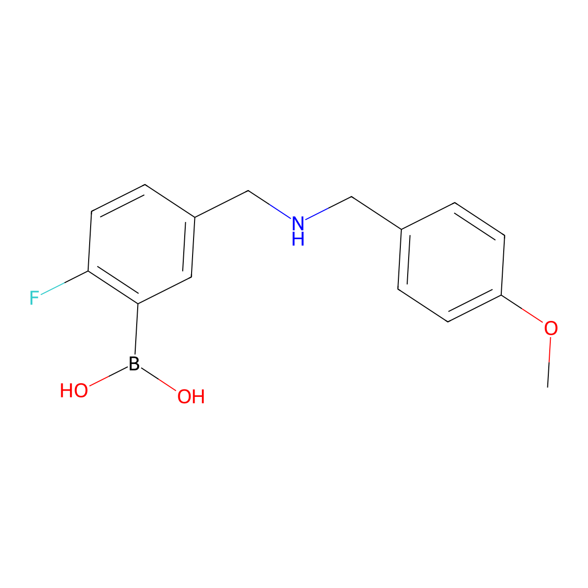 (2-Fluoro-5-(((4-methoxybenzyl)amino)methyl)phenyl)boronic acid molecular structure, CAS 1704121-17-4