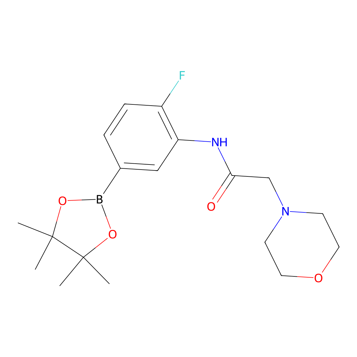N-(2-fluoro-5-(4,4,5,5-tetramethyl-1,3,2-dioxaborolan-2-yl)phenyl)-2-morpholinoacetamide molecular structure, CAS 1704121-22-1