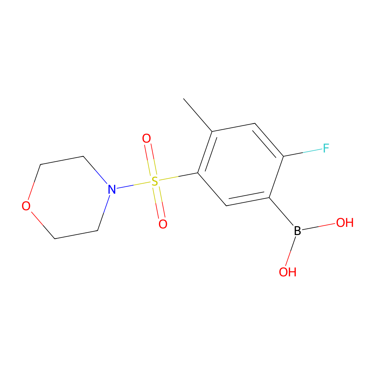 (2-Fluoro-4-methyl-5-(morpholinosulfonyl)phenyl)boronic acid molecular structure, CAS 1704121-24-3