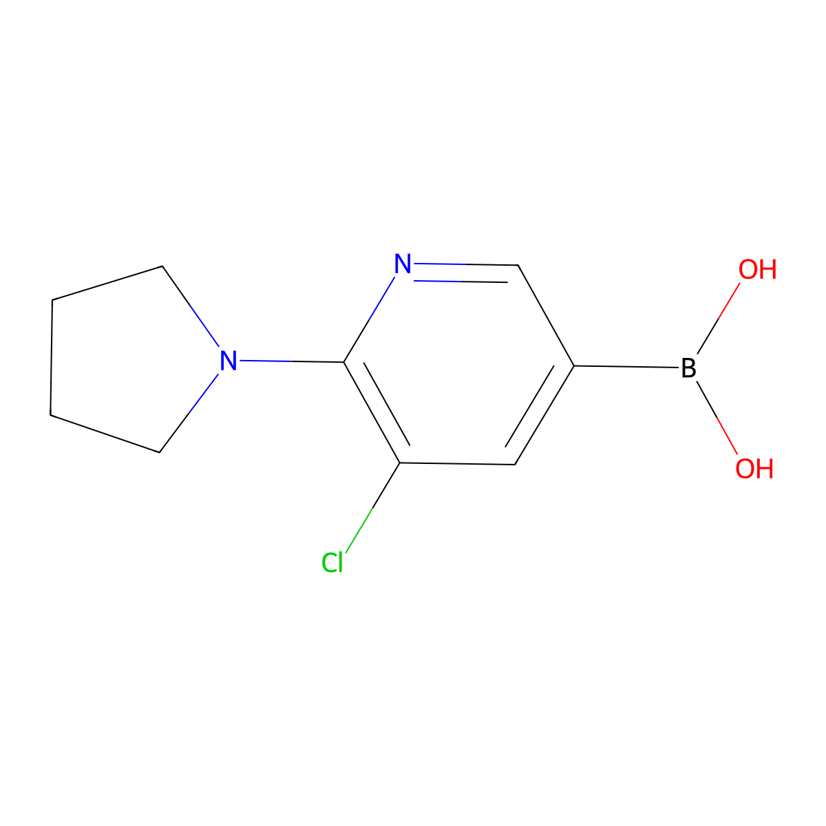 (5-Chloro-6-(pyrrolidin-1-yl)pyridin-3-yl)boronic acid molecular structure, CAS 1704121-31-2
