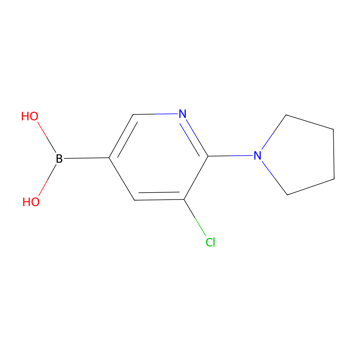(5-Chloro-6-(pyrrolidin-1-yl)pyridin-3-yl)boronic acid molecular structure, CAS 1704121-31-2