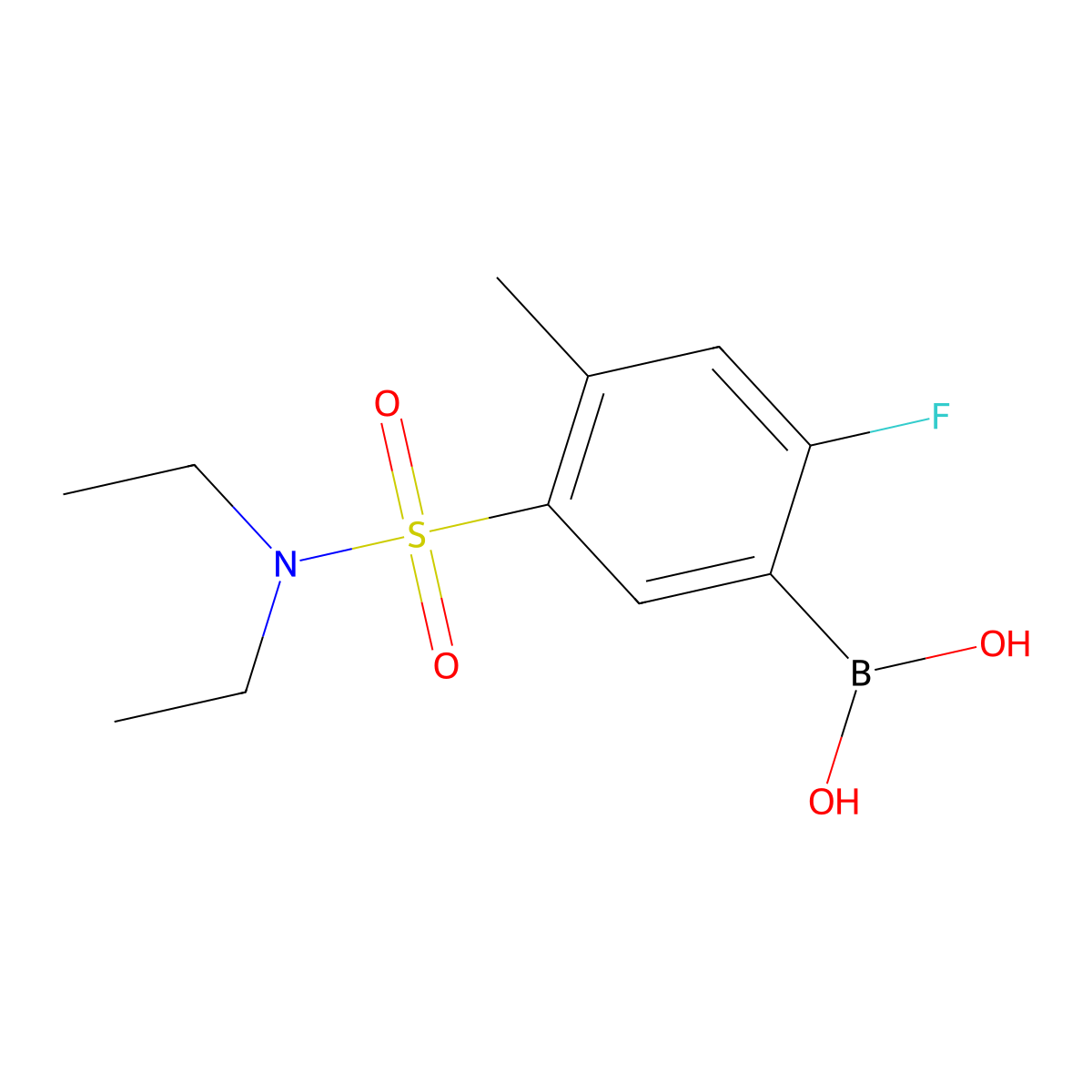 (5-(N,N-diethylsulfamoyl)-2-fluoro-4-methylphenyl)boronic acid molecular structure, CAS 1704121-33-4