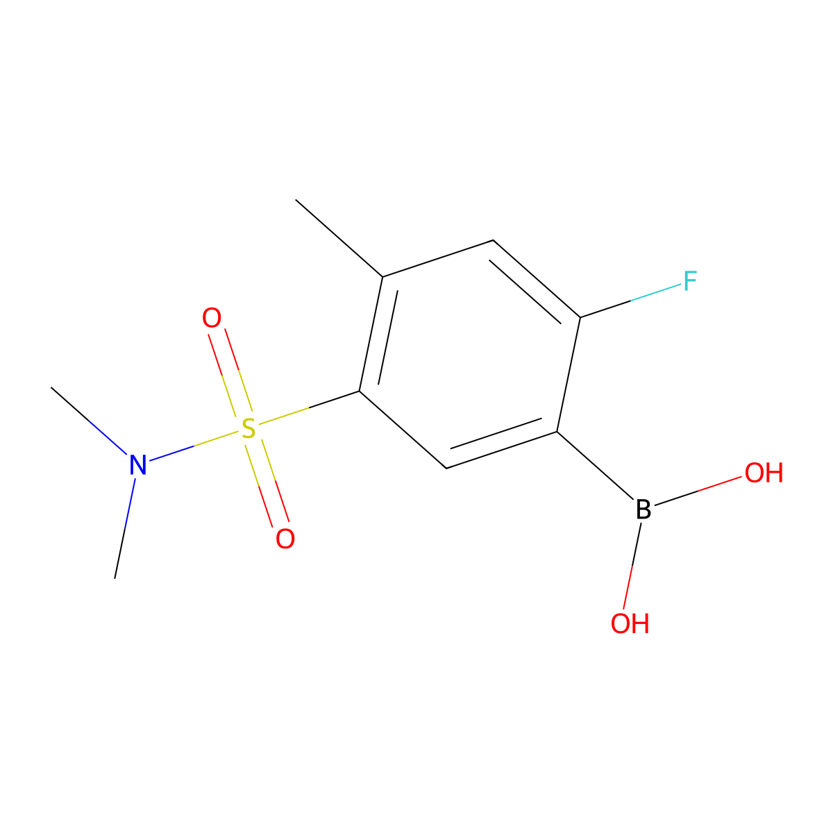 (5-(N,N-dimethylsulfamoyl)-2-fluoro-4-methylphenyl)boronic acid molecular structure, CAS 1704121-40-3