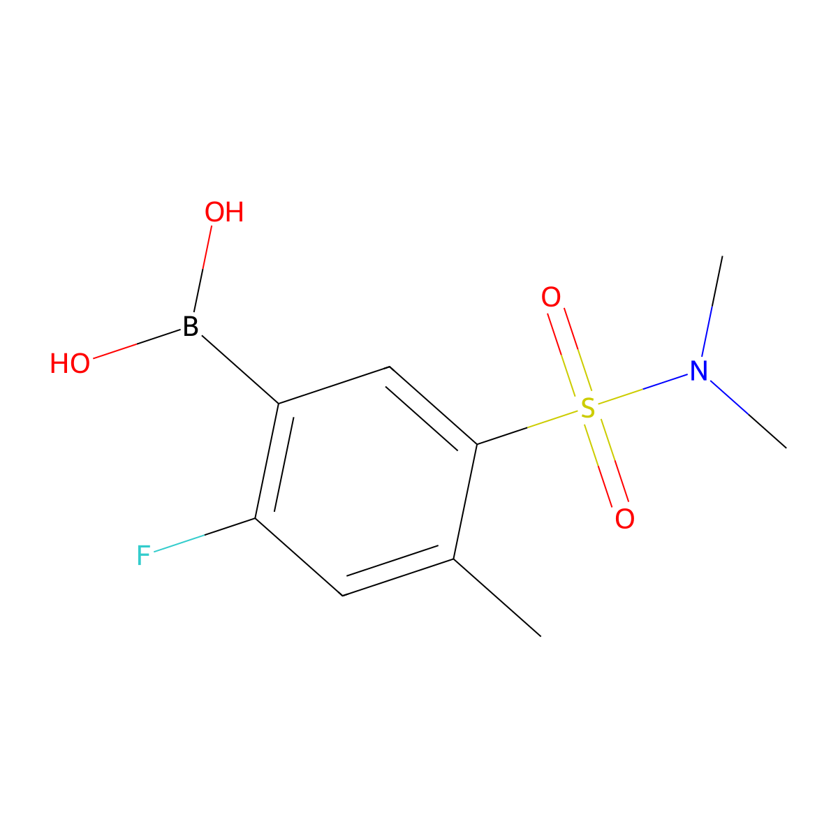 (5-(N,N-dimethylsulfamoyl)-2-fluoro-4-methylphenyl)boronic acid molecular structure, CAS 1704121-40-3