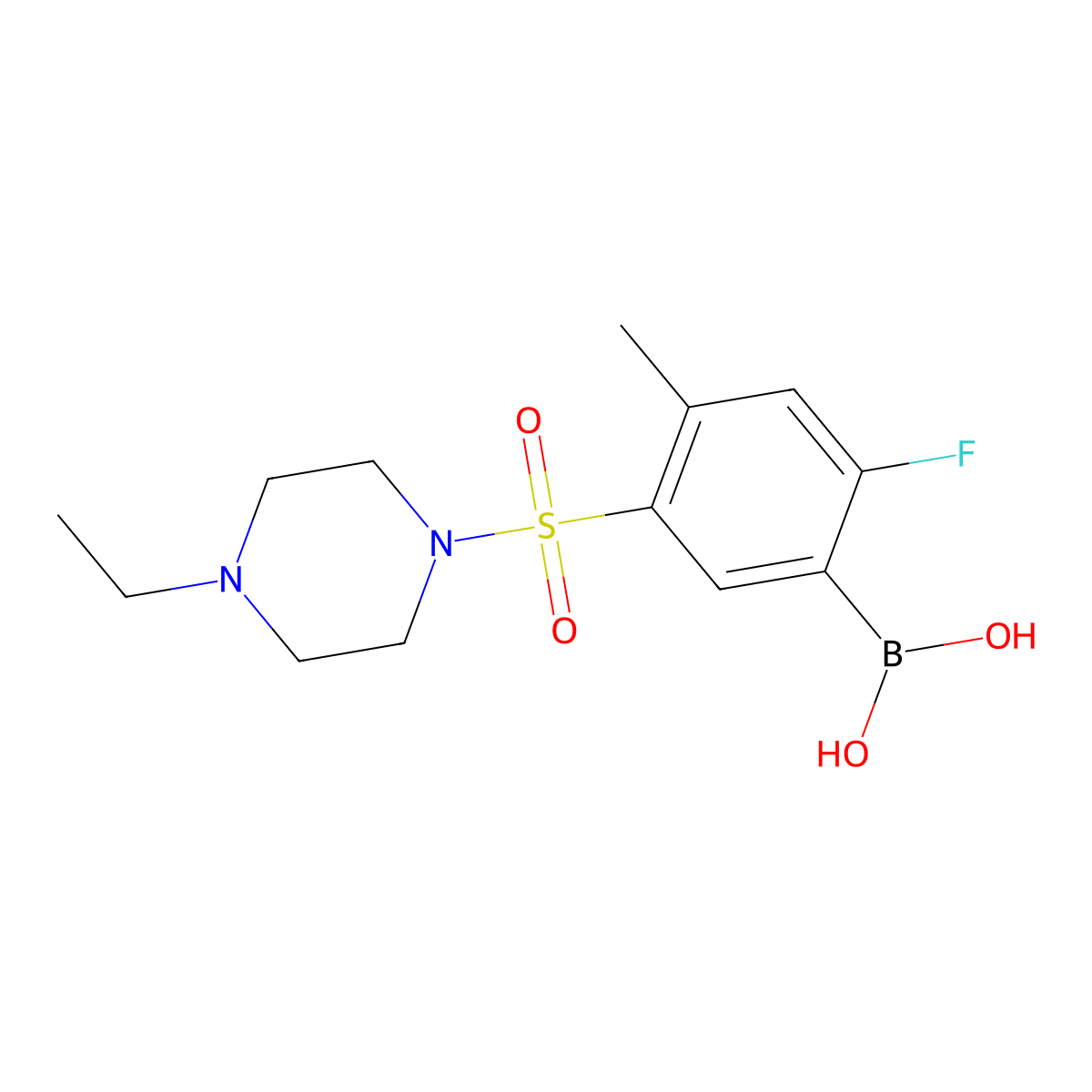 (5-((4-Ethylpiperazin-1-yl)sulfonyl)-2-fluoro-4-methylphenyl)boronic acid molecular structure, CAS 1704121-47-0