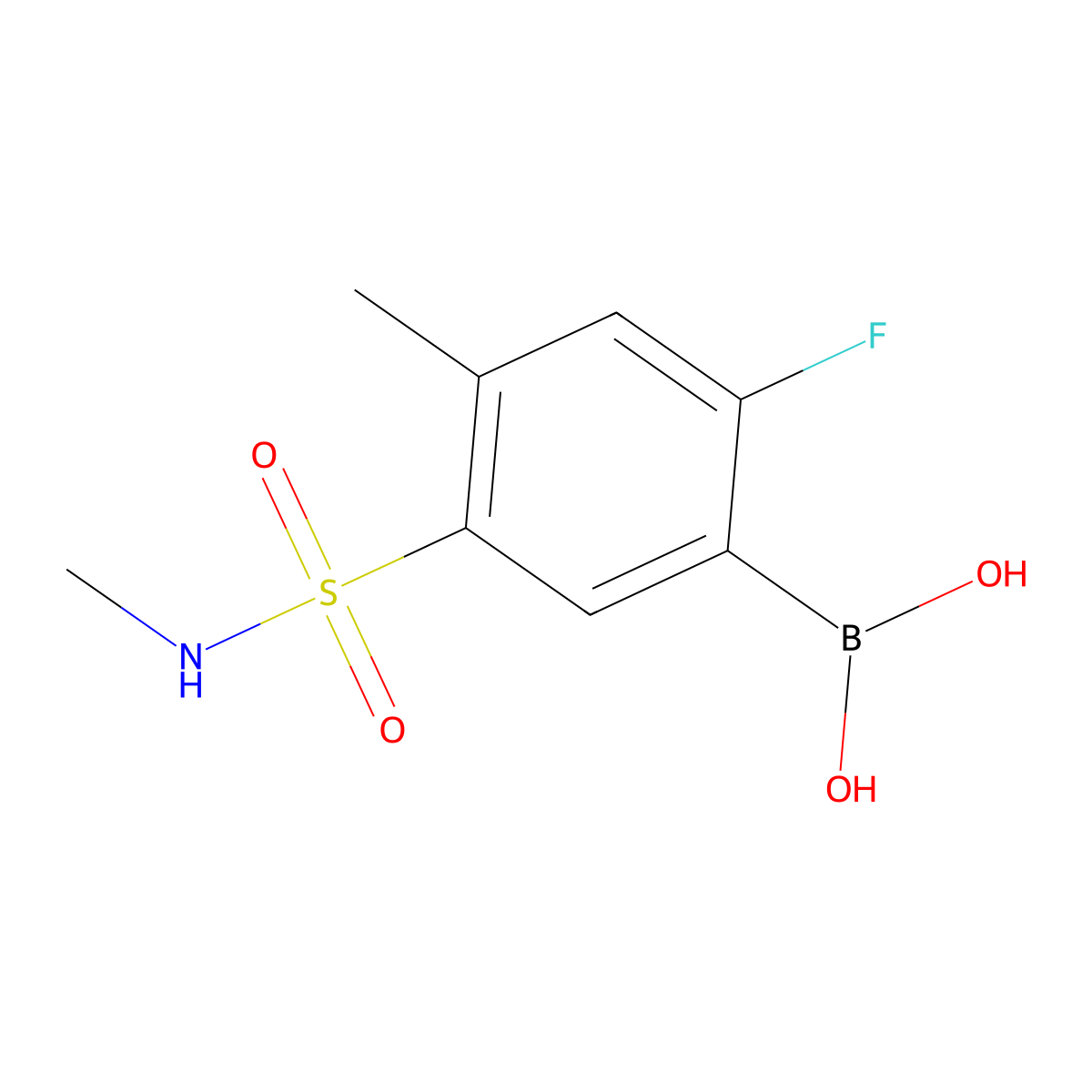(2-fluoro-4-methyl-5-(N-methylsulfamoyl)phenyl)boronic acid molecular structure, CAS 1704121-51-6