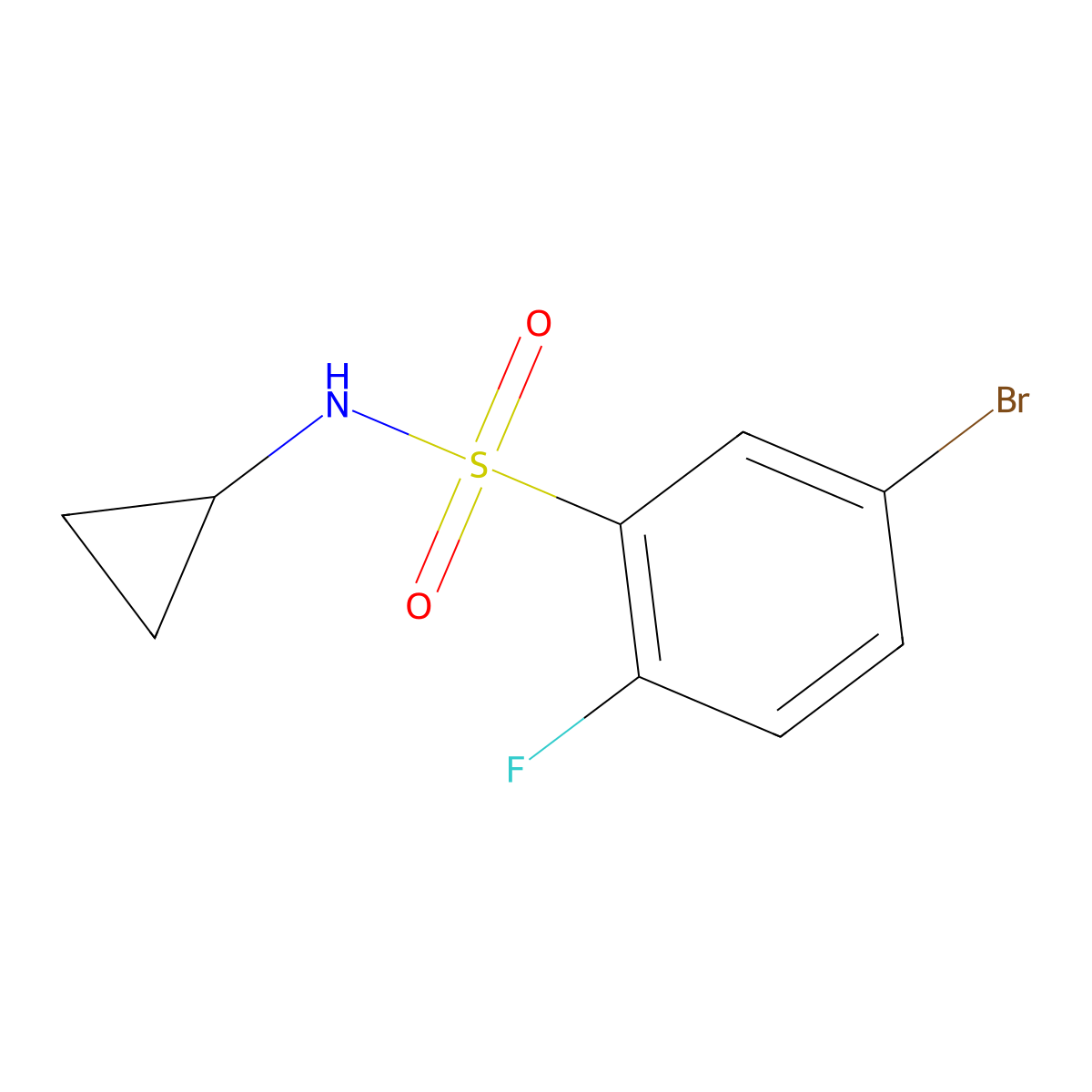5-bromo-N-cyclopropyl-2-fluorobenzenesulfonamide molecular structure, CAS 1704121-60-7