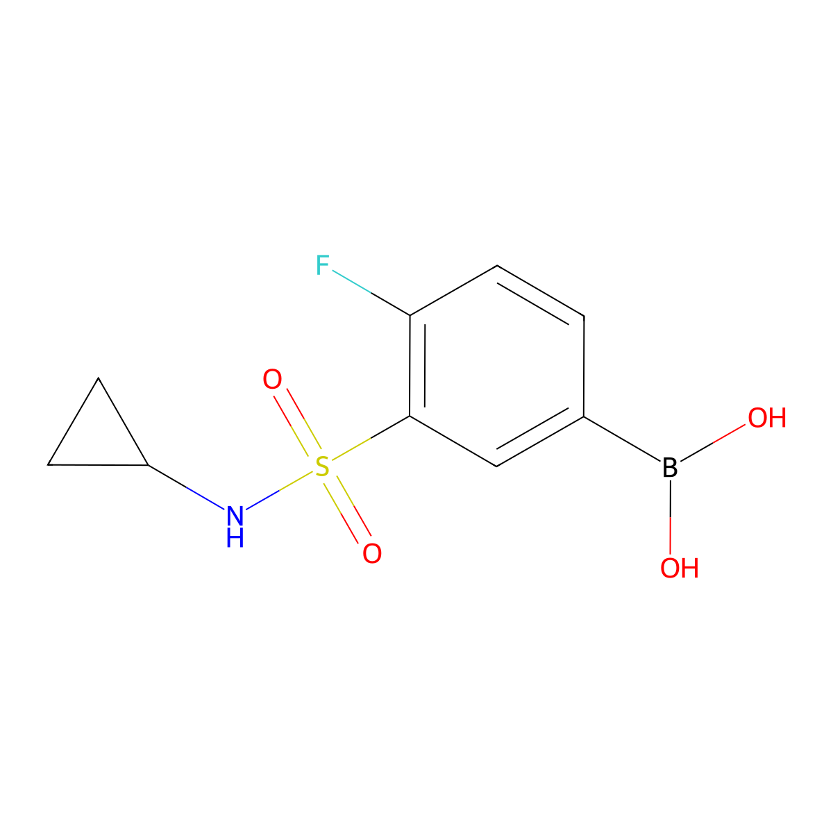 (3-(N-Cyclopropylsulfamoyl)-4-fluorophenyl)boronic acid molecular structure, CAS 1704121-61-8