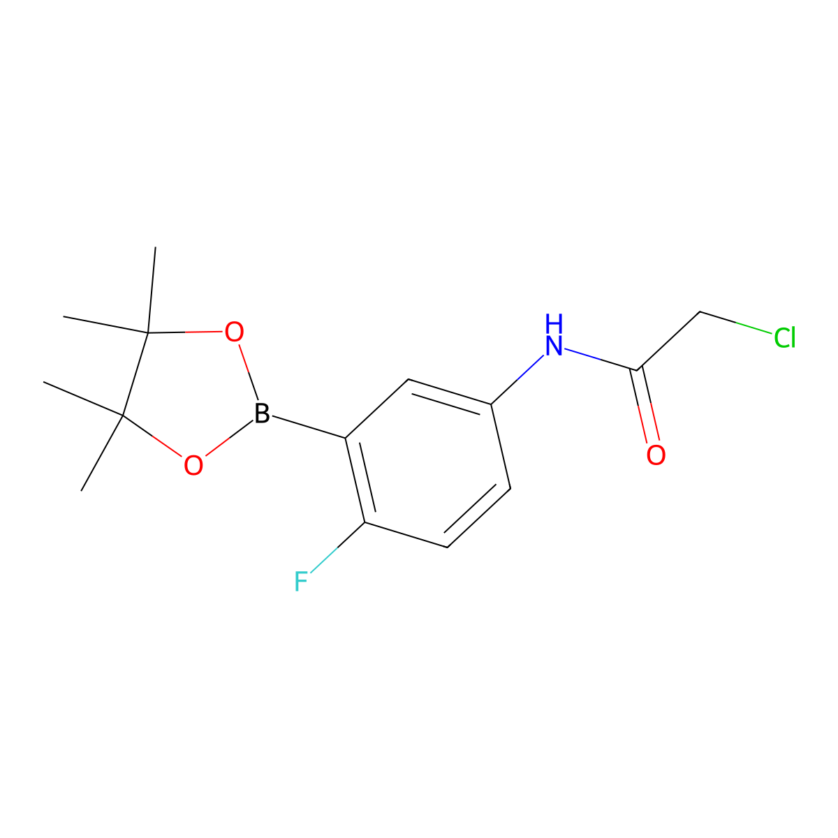2-chloro-N-(4-fluoro-3-(4,4,5,5-tetramethyl-1,3,2-dioxaborolan-2-yl)phenyl)acetamide molecular structure, CAS 1704121-67-4