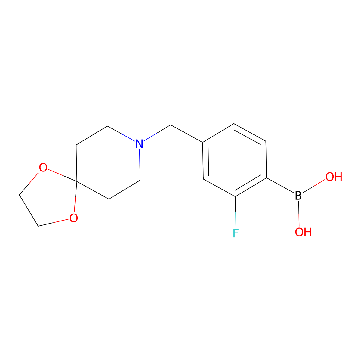 (4-(1,4-Dioxa-8-azaspiro[4.5]decan-8-ylmethyl)-2-fluorophenyl)boronic acid molecular structure, CAS 1704121-92-5