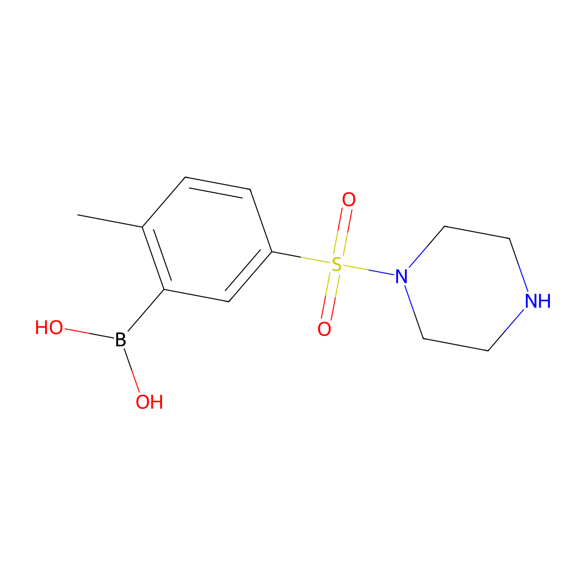 (2-Methyl-5-(piperazin-1-ylsulfonyl)phenyl)boronic acid molecular structure, CAS 1704122-13-3