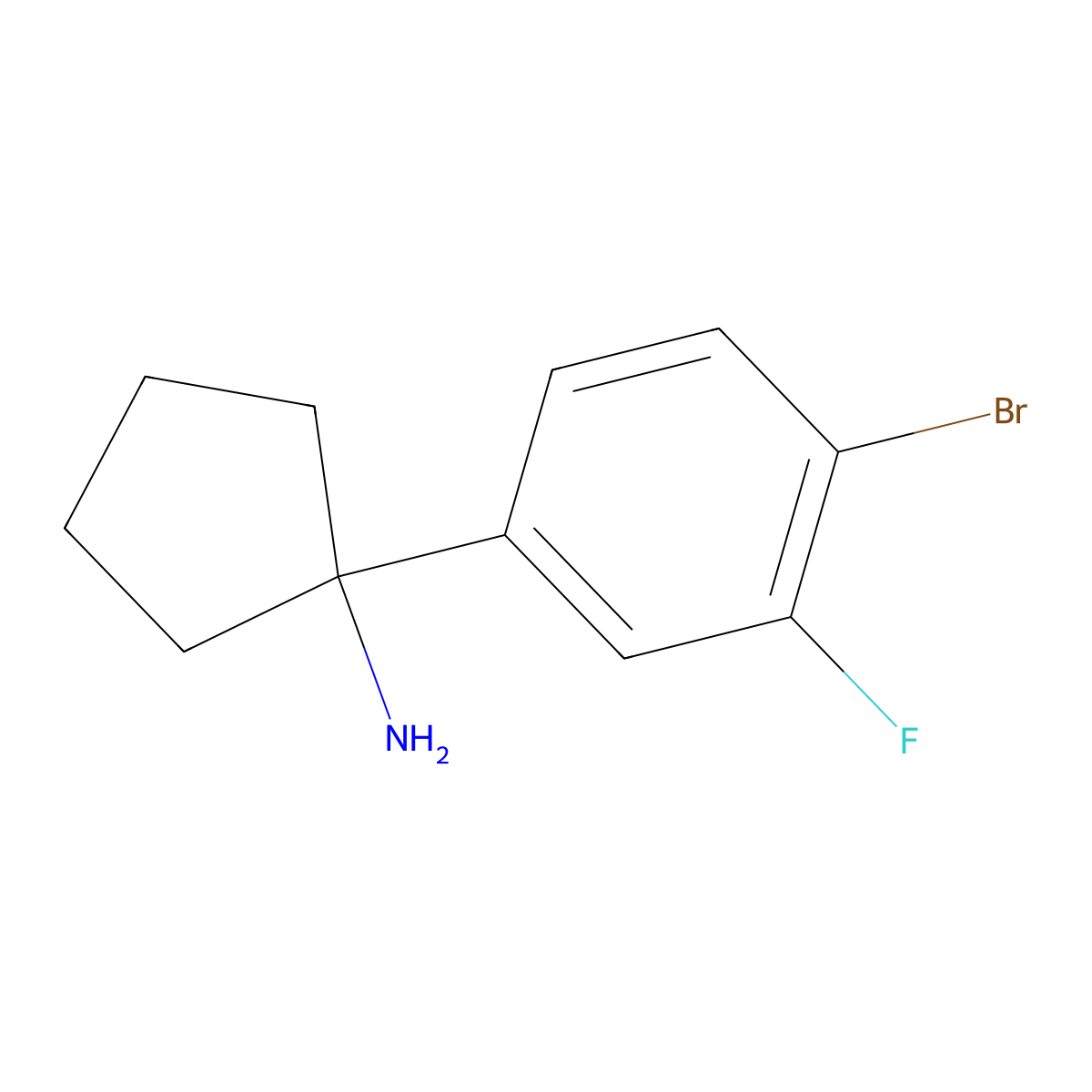 1-(4-Bromo-3-fluorophenyl)cyclopentanamine molecular structure, CAS 1704135-34-1