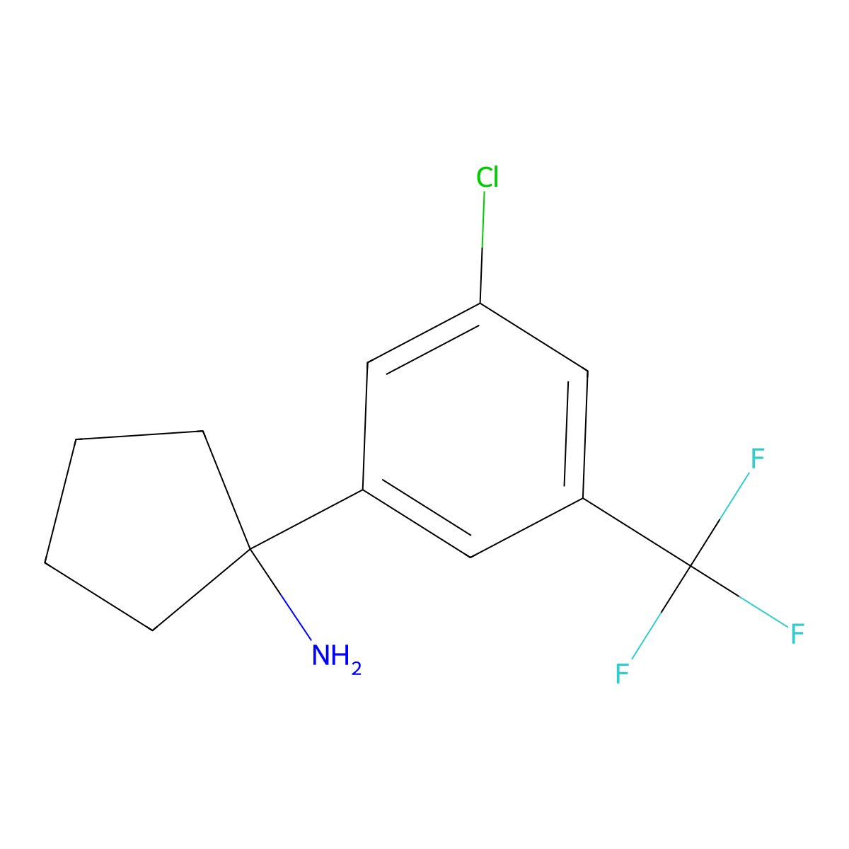 1-[3-Chloro-5-(trifluoromethyl)phenyl]cyclopentanamine molecular structure, CAS 1704150-93-5