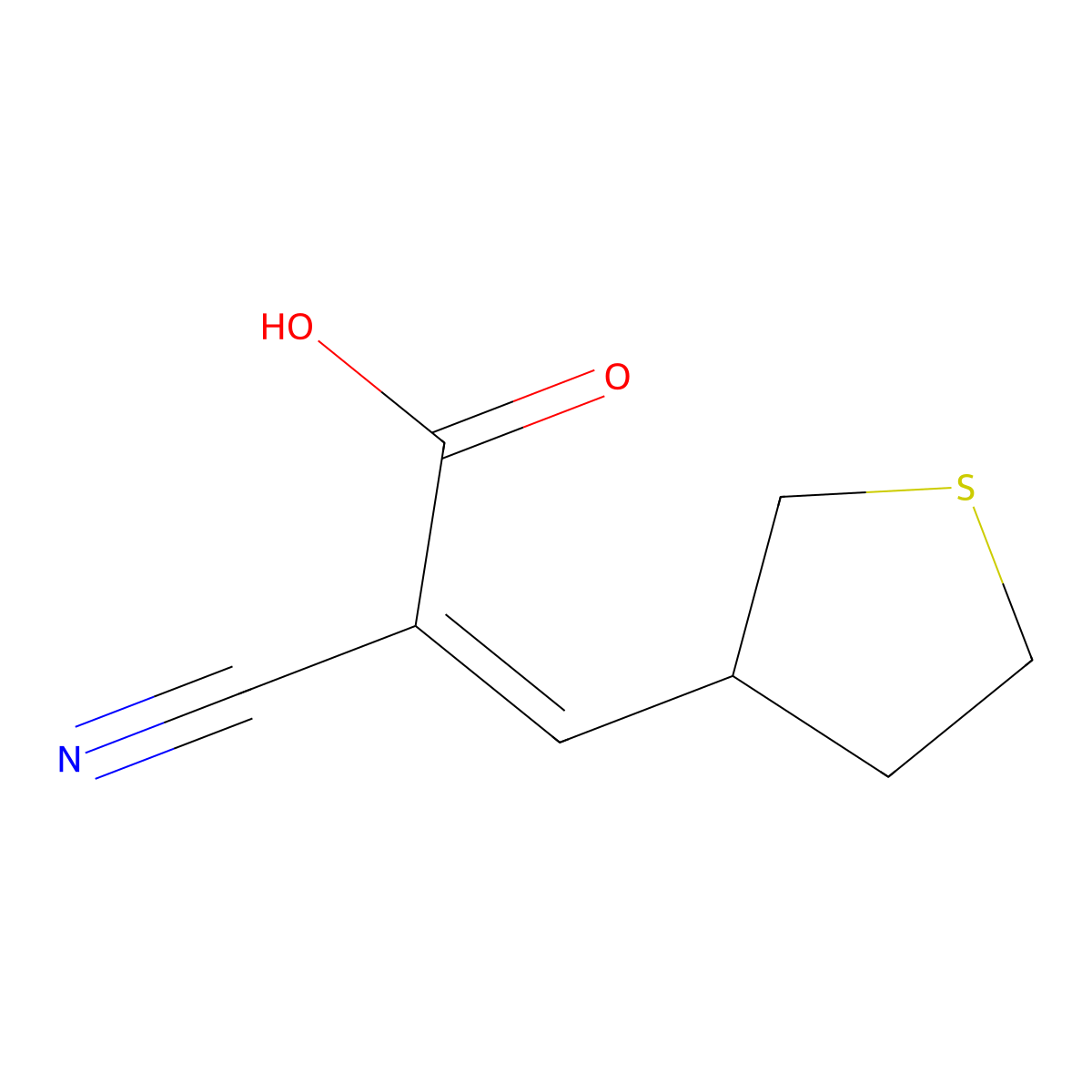 2-Cyano-3-(thiolan-3-yl)prop-2-enoic acid molecular structure, CAS 1704156-51-3