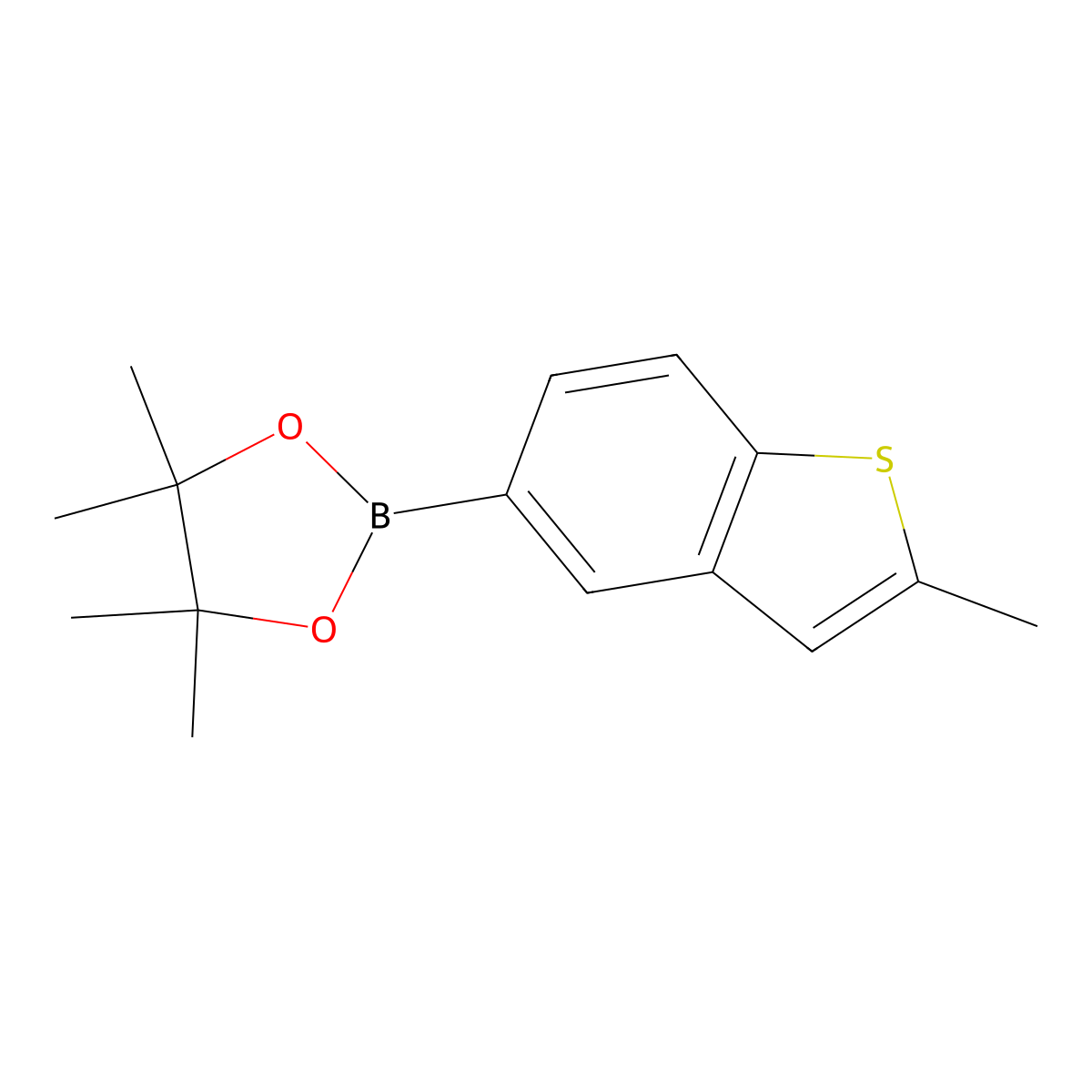 4,4,5,5-Tetramethyl-2-(2-methyl-1-benzothiophen-5-yl)-1,3,2-dioxaborolane molecular structure, CAS 1704166-98-2