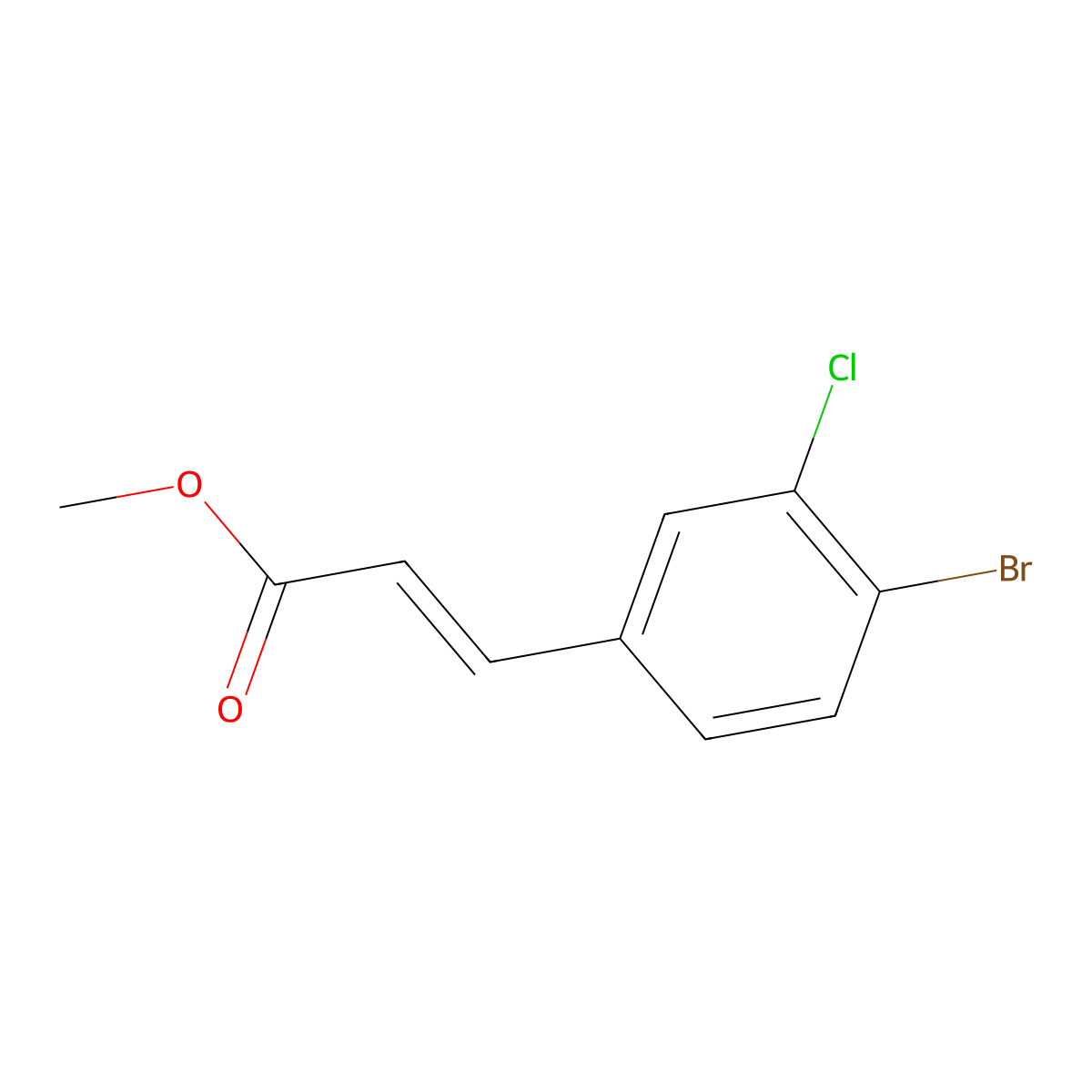 (E)-methyl 3-(4-bromo-3-chlorophenyl)acrylate molecular structure, CAS 1704169-28-7