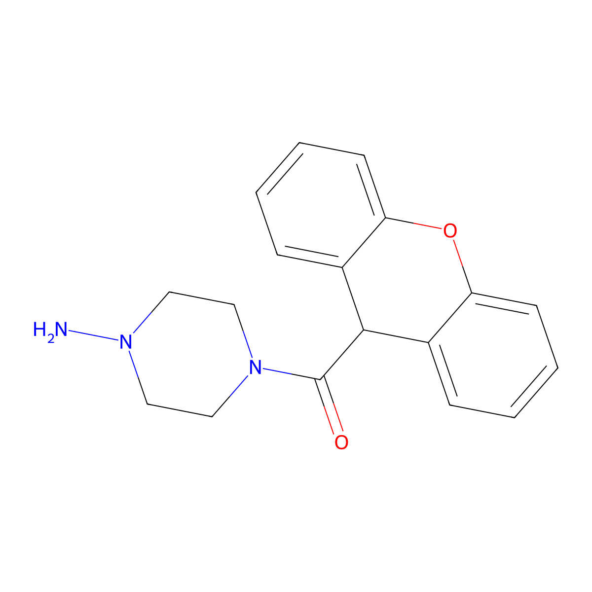 (4-Aminopiperazin-1-yl)(9H-xanthen-9-yl)methanone molecular structure, CAS 17042-10-3